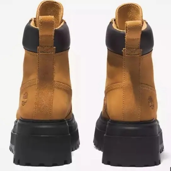 Timberland Sky 6" Lace-Up Lug Sole Platform Leather Boots Womens Size-9.5 Brown - Picture 5 of 7